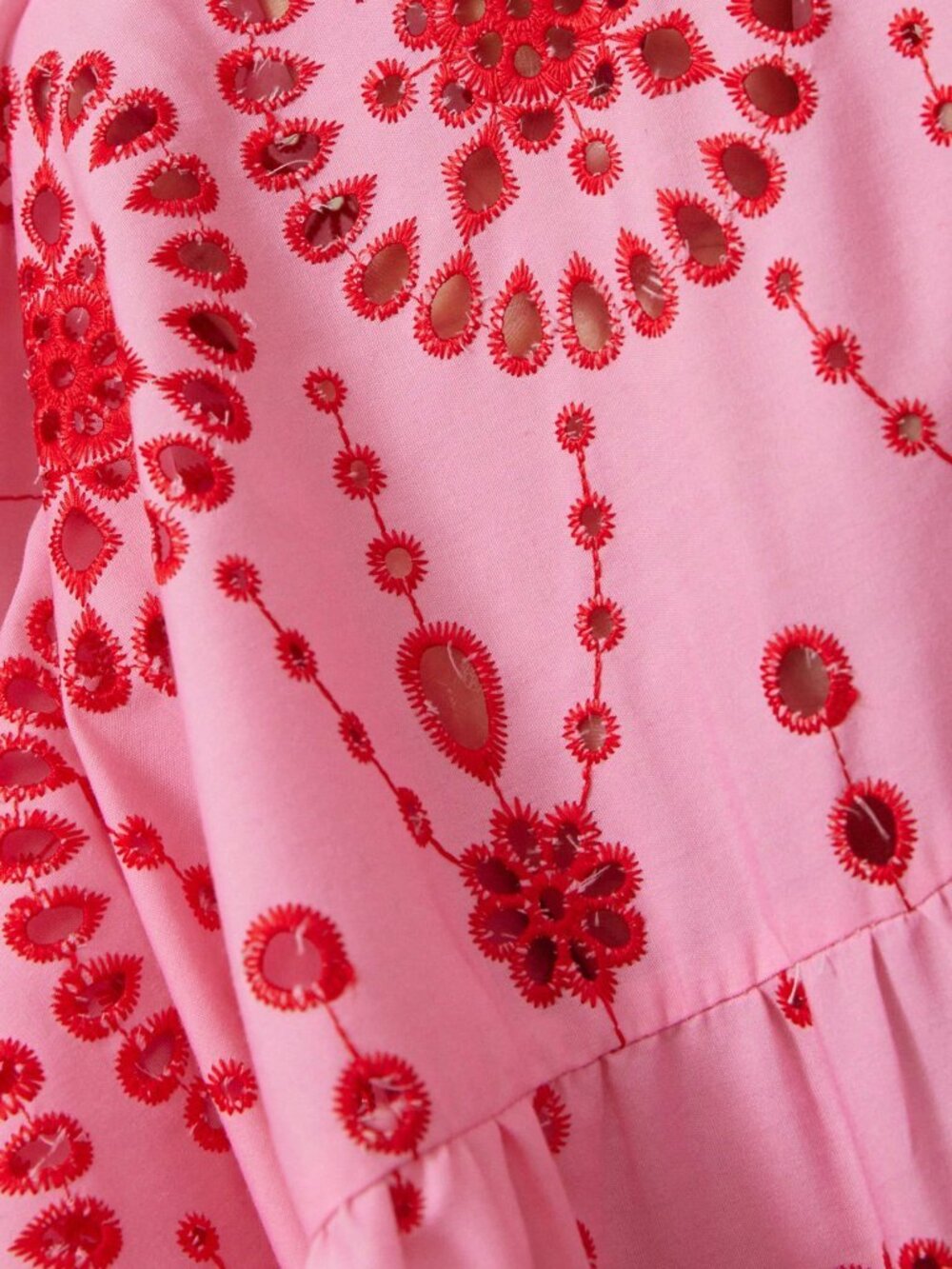 Pink Boho Elegant Women's Hollow-Out Embroidered Sleeveless Maxi Dress - Picture 7 of 7
